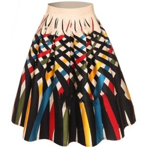 Retro print, full skirt, size medium
